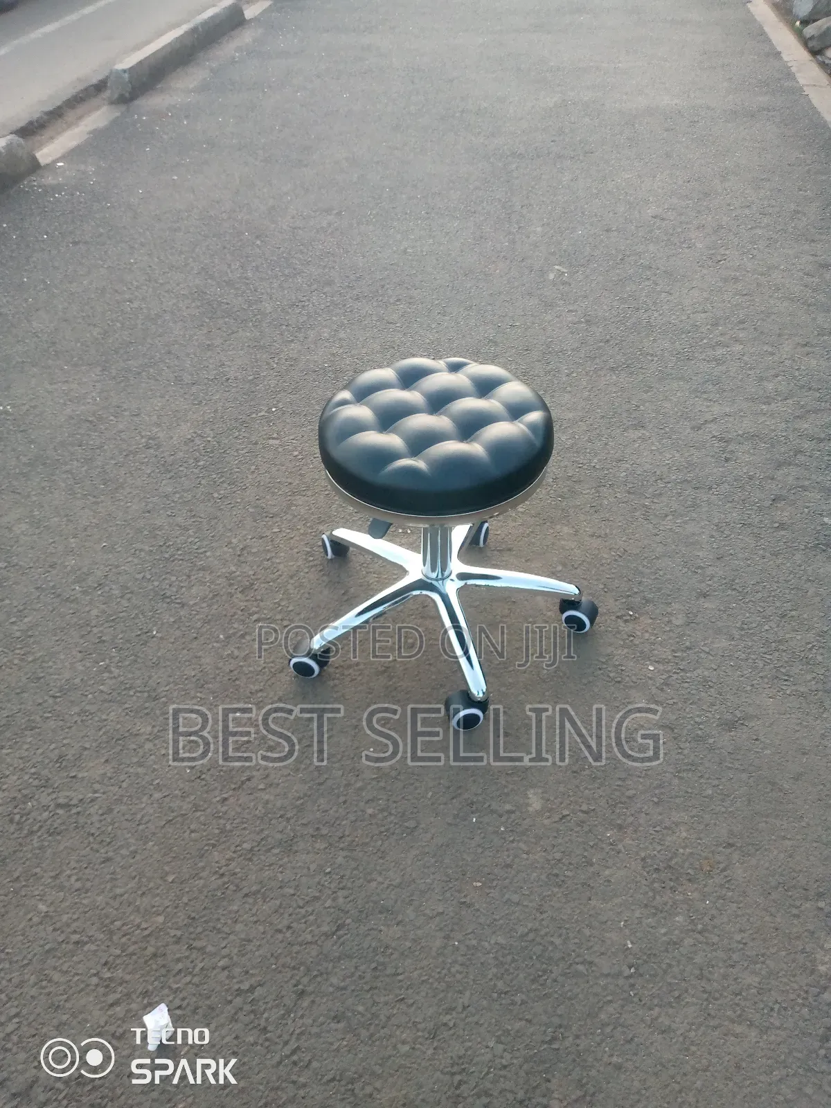Black Leather Barstool