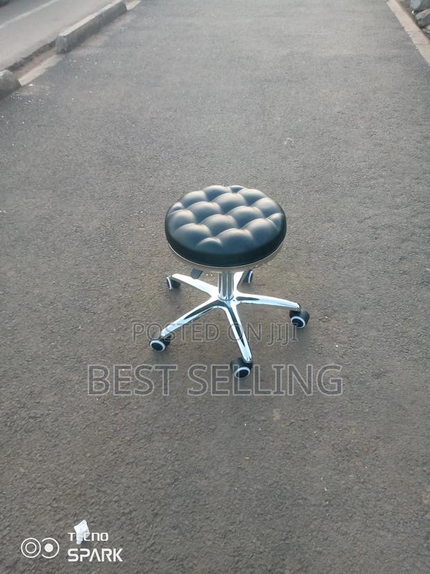 Black Leather Barstool - thumbnail 2