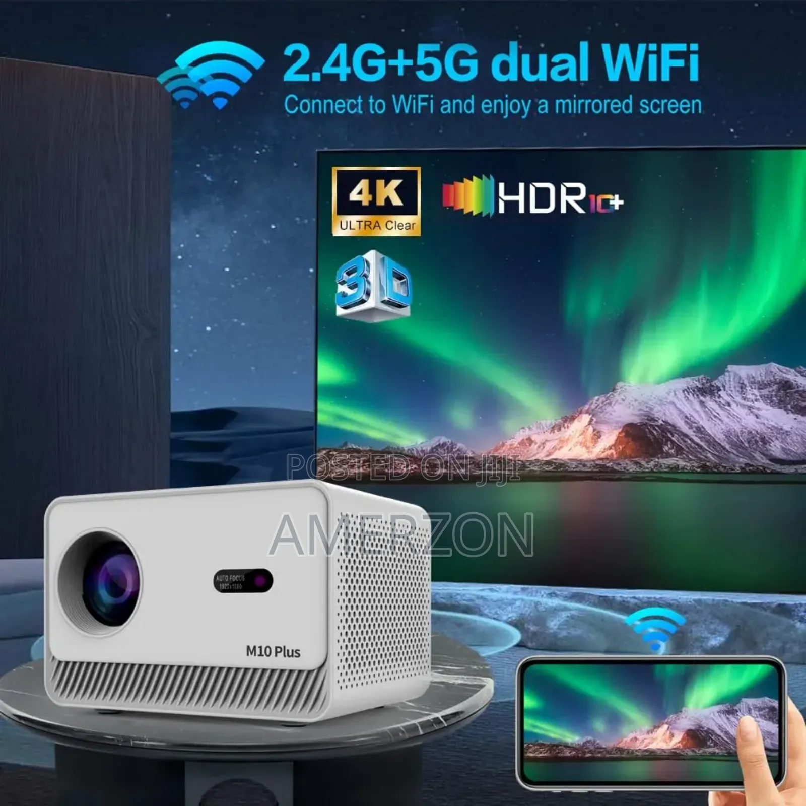 High Clear Projector With Dual Wifi an Bluetooth