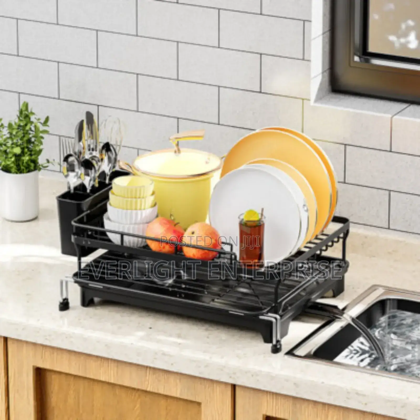 All in 1 Single Layer Over the Sink Kitchen Rack Dish Drainer