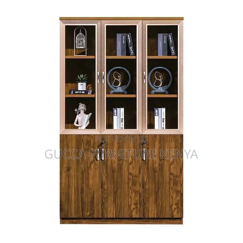 Brown 3-door's Wooden Office Filling Cabinet