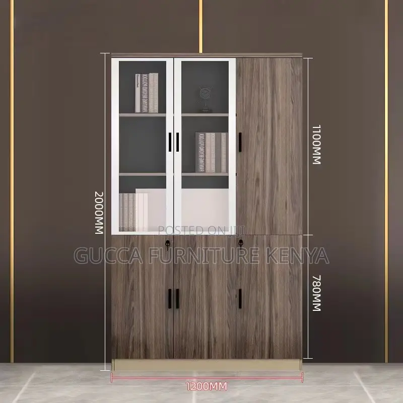 Brown 3-door's Wooden Office Filling Cabinet