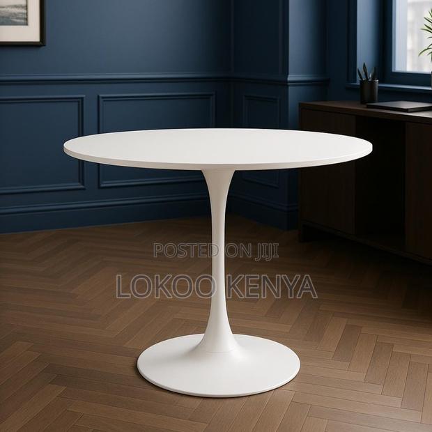 Dining Table; High Round White MDF Home Dining Table