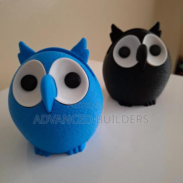 3d Printed Blue Owl Glass Holder - main view
