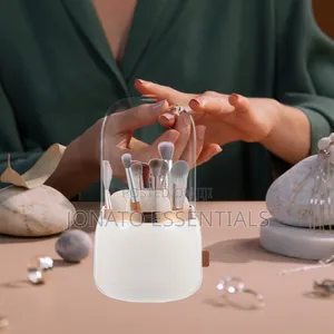 360° Rotating Makeup Brush Organizer With Dustproof Lid