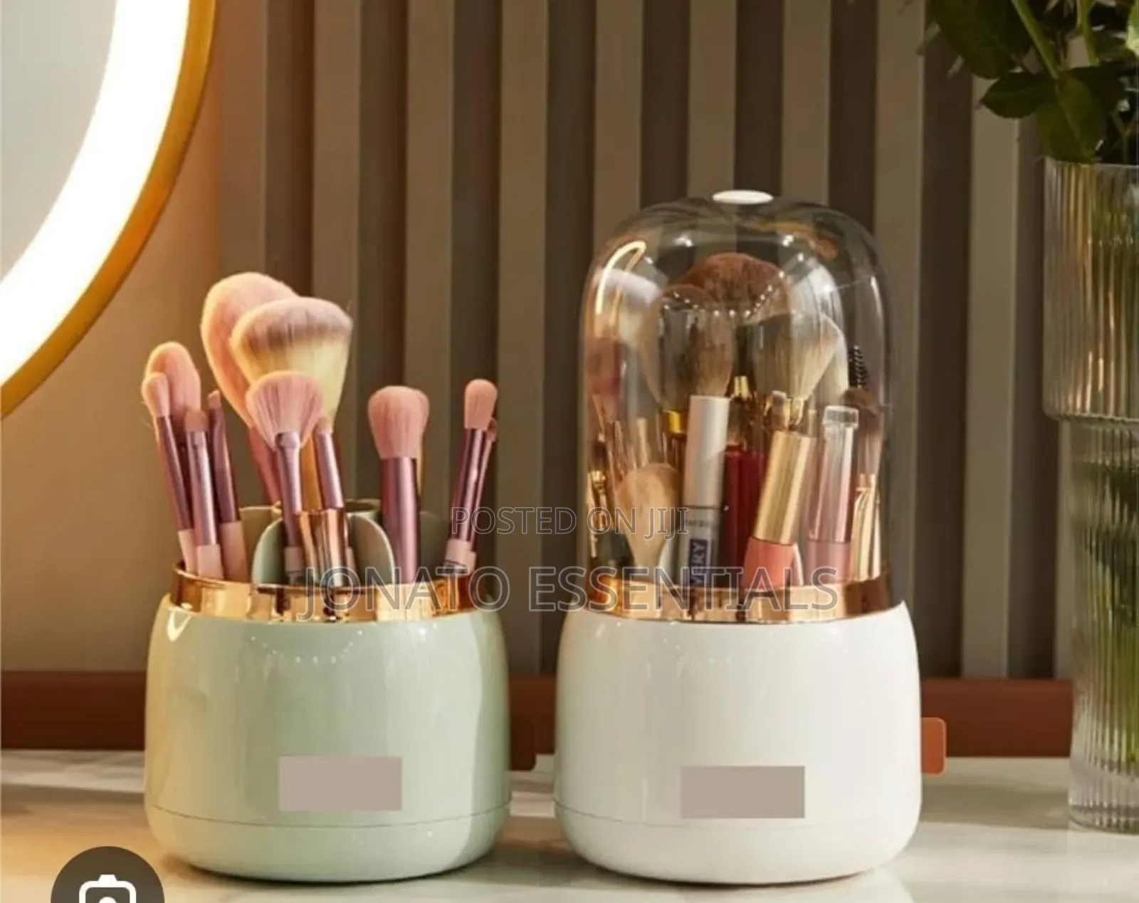 360° Rotating Makeup Brush Organizer With Dustproof Lid
