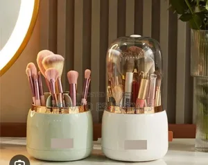 360° Rotating Makeup Brush Organizer With Dustproof Lid