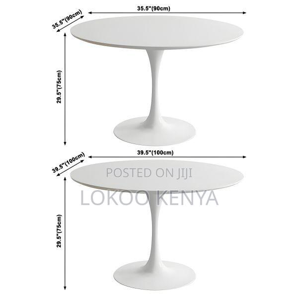 Dining Table; High Round White MDF Home Dining Table - thumbnail 2