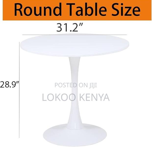 Dining Table; High Round White MDF Home Dining Table - thumbnail 4