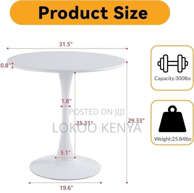 Dining Table; High Round White MDF Home Dining Table - thumbnail 5