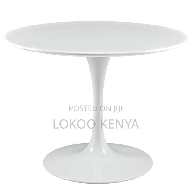 Dining Table; High Round White MDF Home Dining Table - thumbnail 7