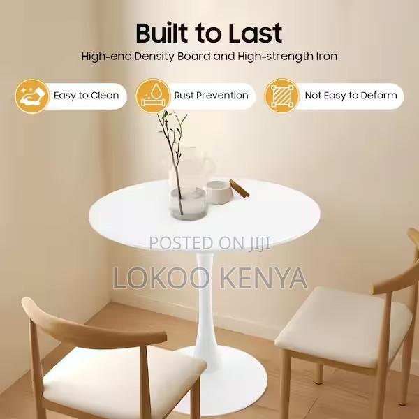 Dining Table; High Round White MDF Home Dining Table - thumbnail 6
