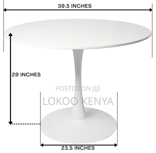 Dining Table; High Round White MDF Home Dining Table - thumbnail 8