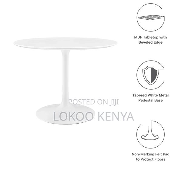 Dining Table; High Round White MDF Home Dining Table - thumbnail 9