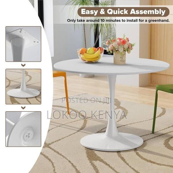 Dining Table; High Round White MDF Home Dining Table - thumbnail 11