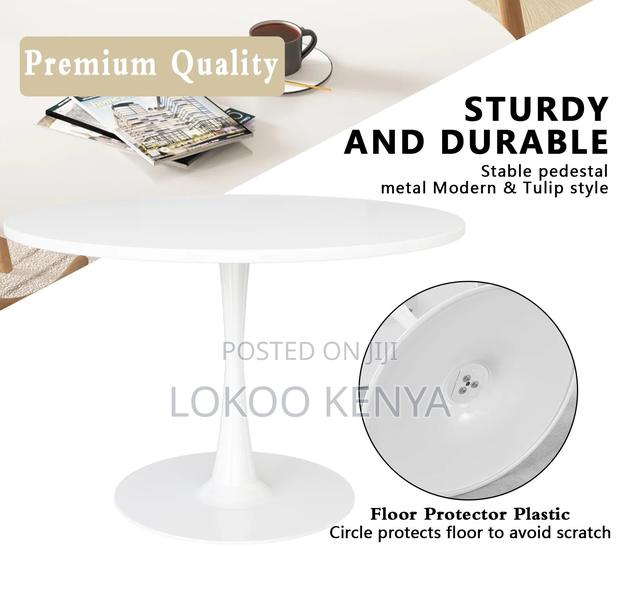 Dining Table; High Round White MDF Home Dining Table - thumbnail 13