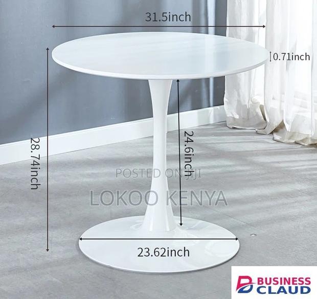Dining Table; High Round White MDF Home Dining Table - thumbnail 14