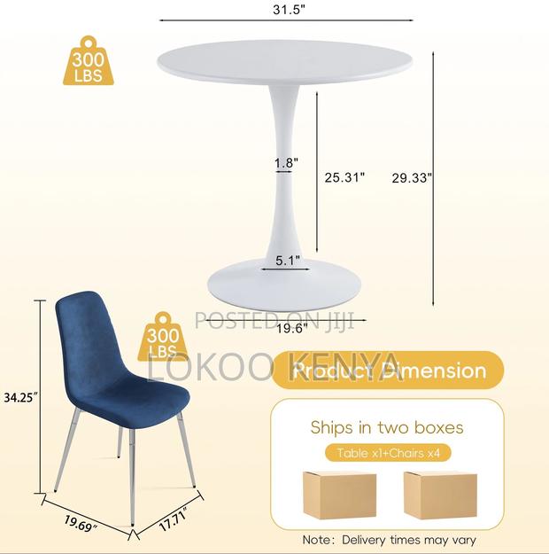 Dining Table; High Round White MDF Home Dining Table - thumbnail 16