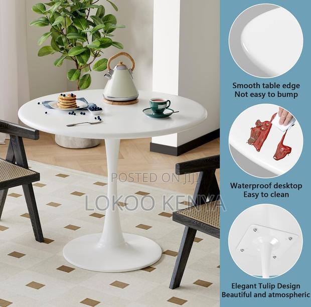 Dining Table; High Round White MDF Home Dining Table - thumbnail 17