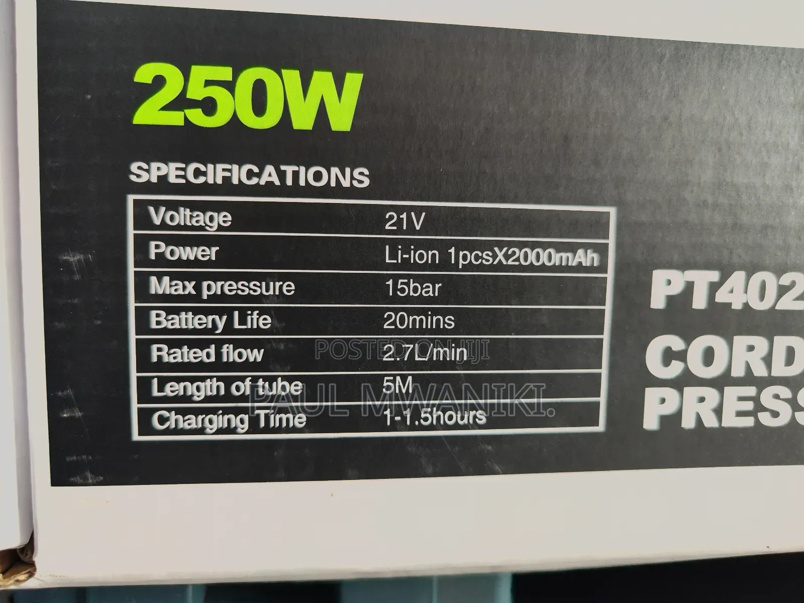 Pt402 Cordless Pressure Washer – 21v Power, Maximum Convenience 💦🔋