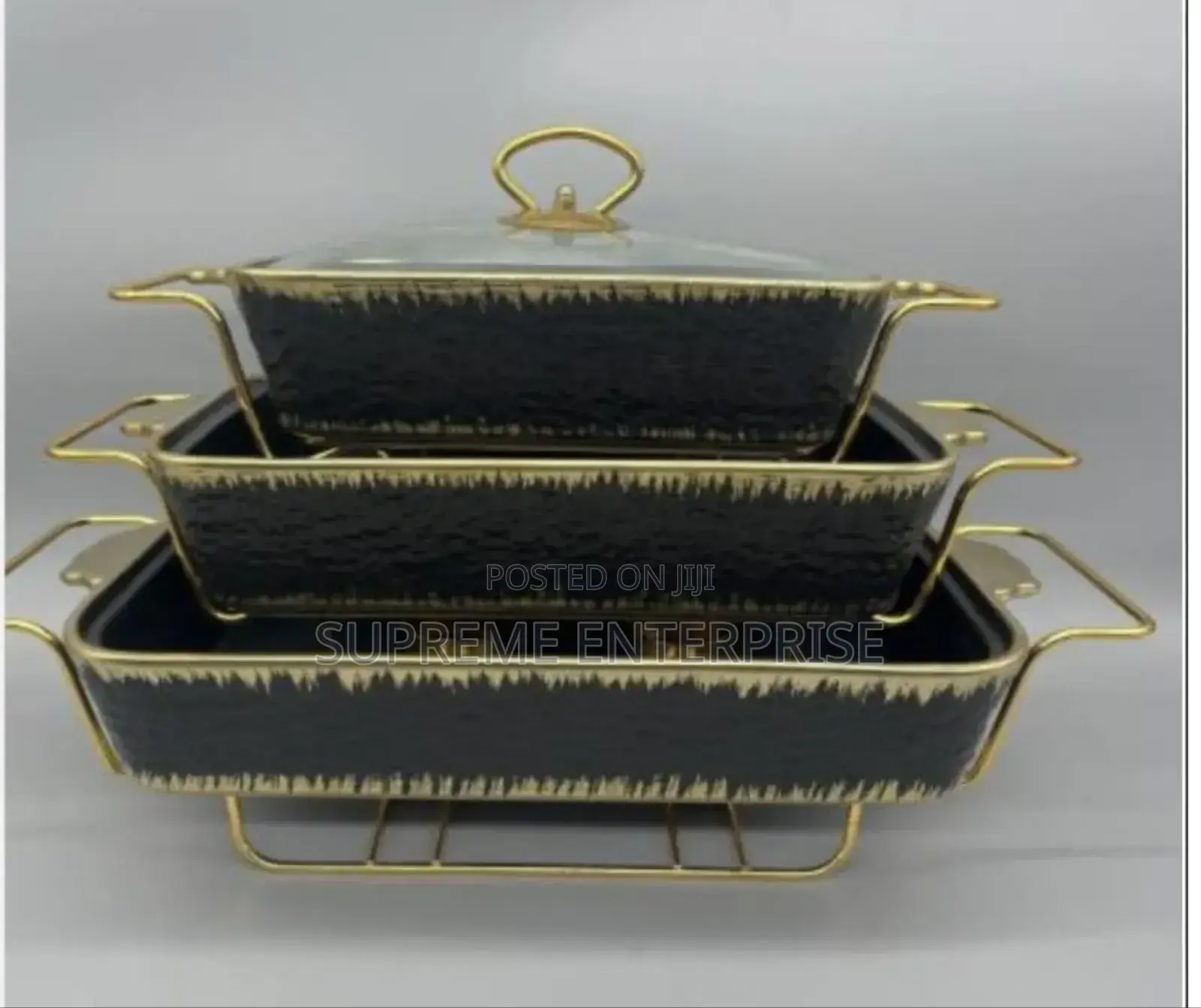 3 PCS White Gold Chaffing