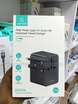 Usams Cc310 70w Three Type-C and Dual Usb-a Ports Travel Adapter.
