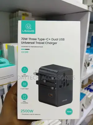 Usams Cc310 70w Three Type-C and Dual Usb-a Ports Travel Adapter.