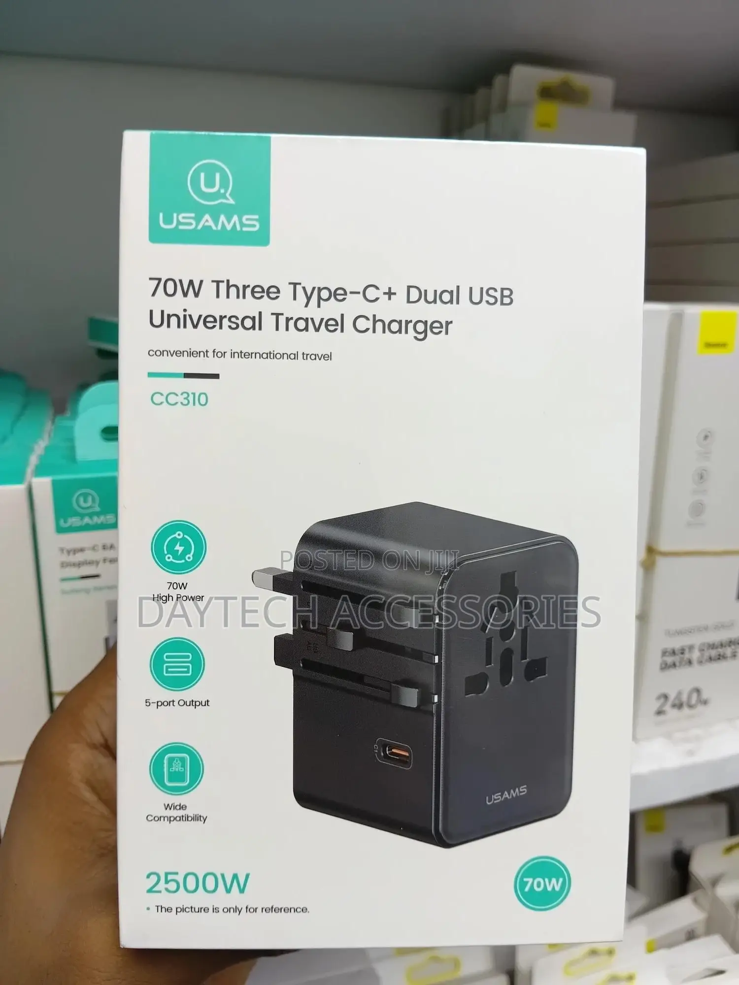 Usams 70w Three Type-C and Dual Usb-a Ports Universal Travel Adapter