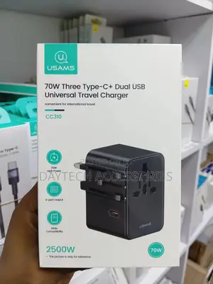 Usams 70w Three Type-C and Dual Usb-a Ports Universal Travel Adapter