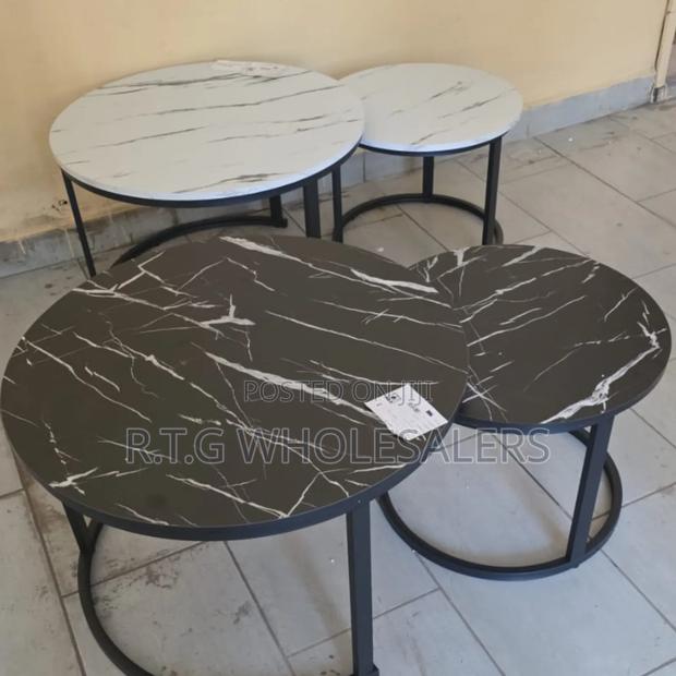 Stylish Nesting Coffee Tables MDF Marble Finish – Black White