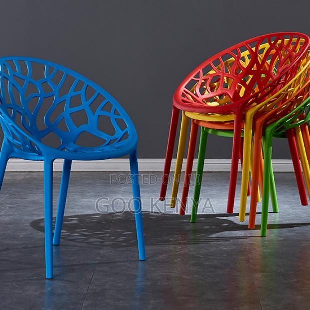 Home Chair; Stackable Black Outdoor Plastic Chairs - thumbnail 2