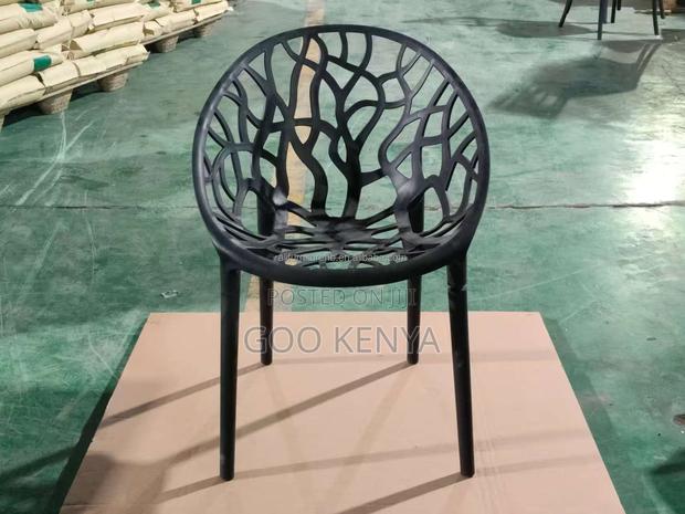 Home Chair; Stackable Black Outdoor Plastic Chairs - thumbnail 5