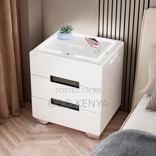 Home Bedside Table; Wireless Charging Bedside Table With Led Lighting - thumbnail 2