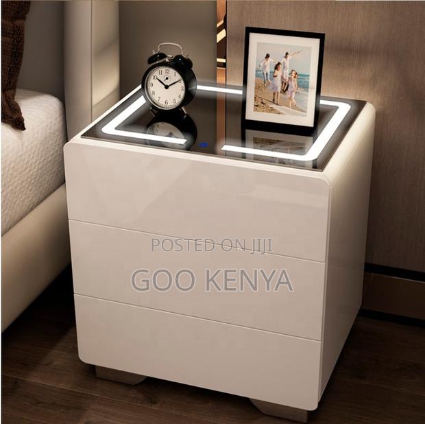 Home Bedside Table; Wireless Charging Bedside Table With Led Lighting - thumbnail 4