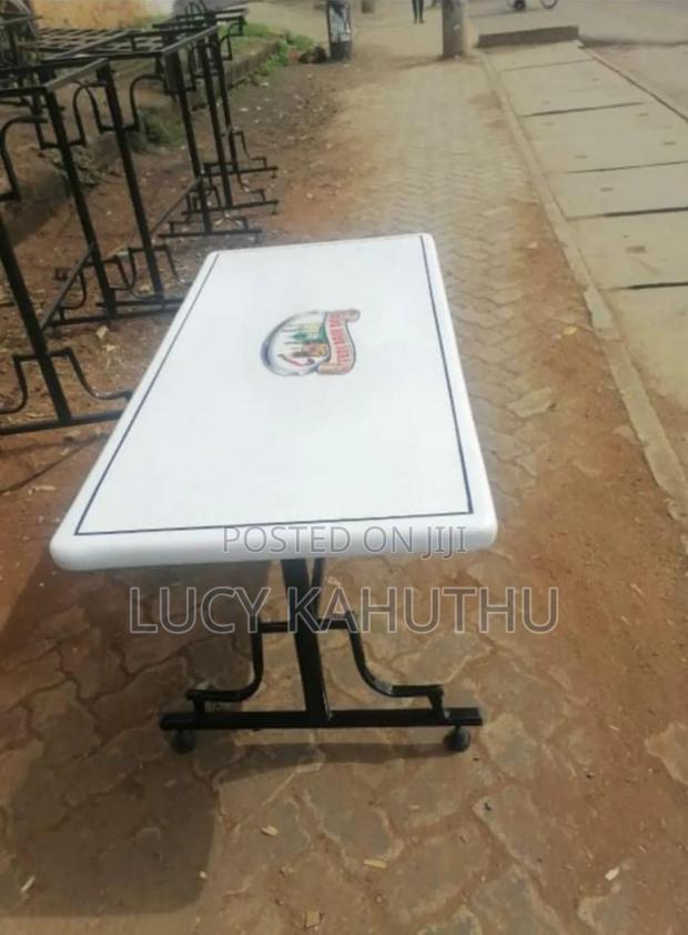 White Marble Top Table With Log - main view