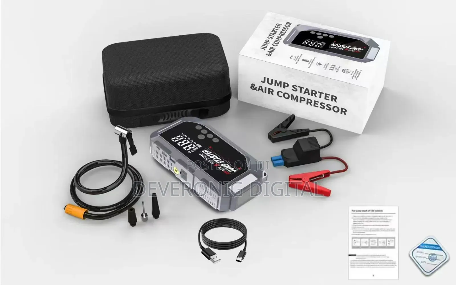 New Design High Power Digital Jump Starter With Digital Compressor
