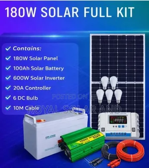 180watts Solar Fullkit With Free Maintenance Battery