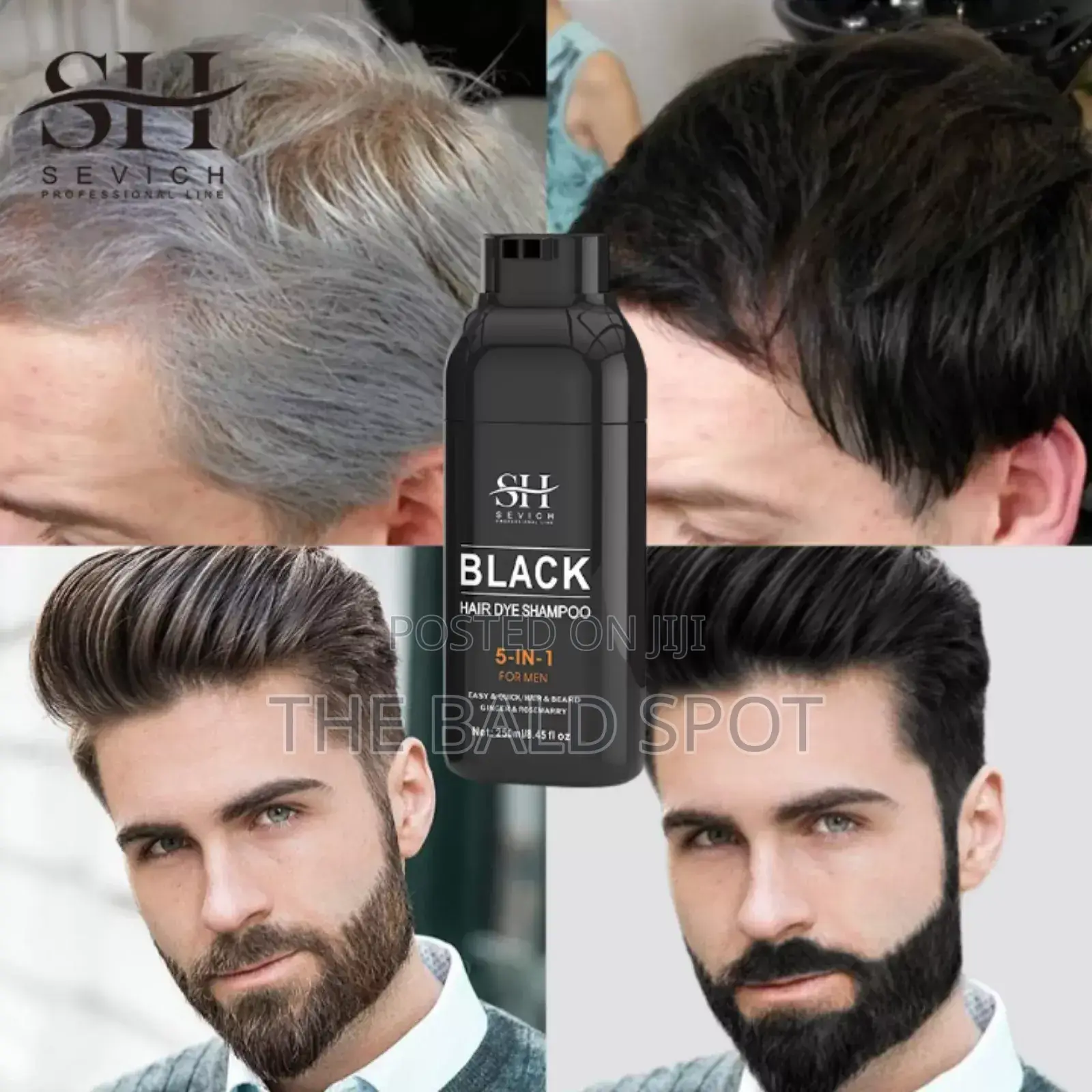 5in1 Hair Beard Dye Shampoo- Black Color for Grey Hair