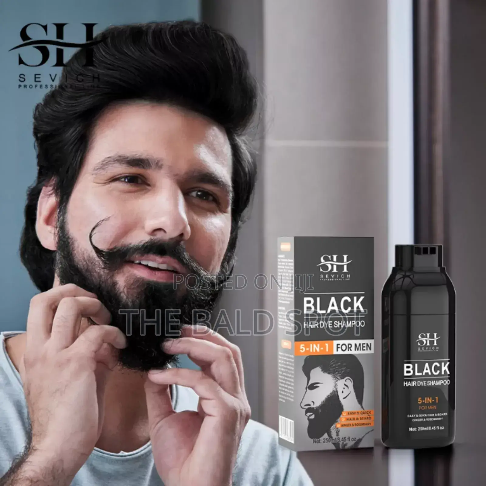 5in1 Hair Beard Dye Shampoo- Black Color for Grey Hair