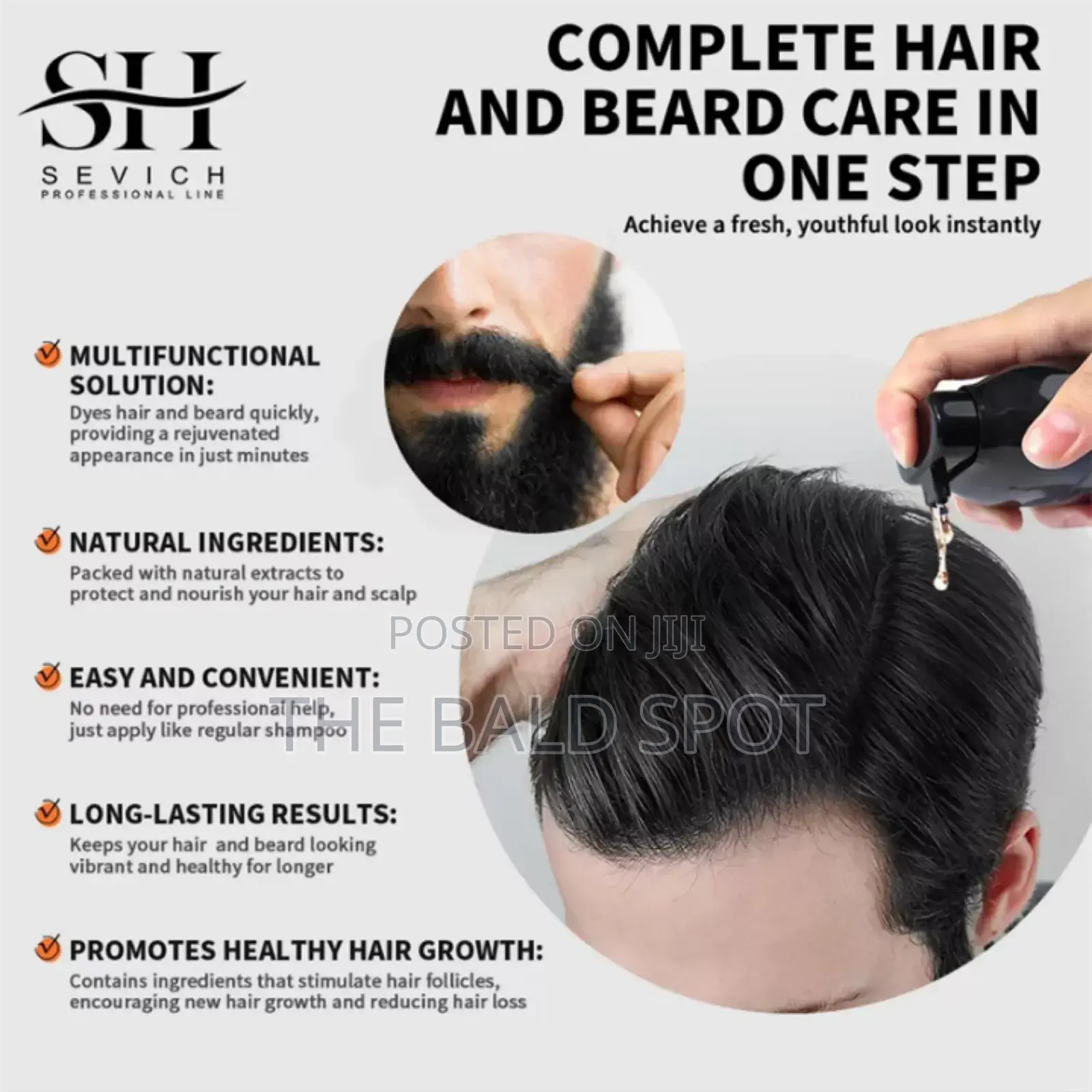 5in1 Hair Beard Dye Shampoo- Black Color for Grey Hair