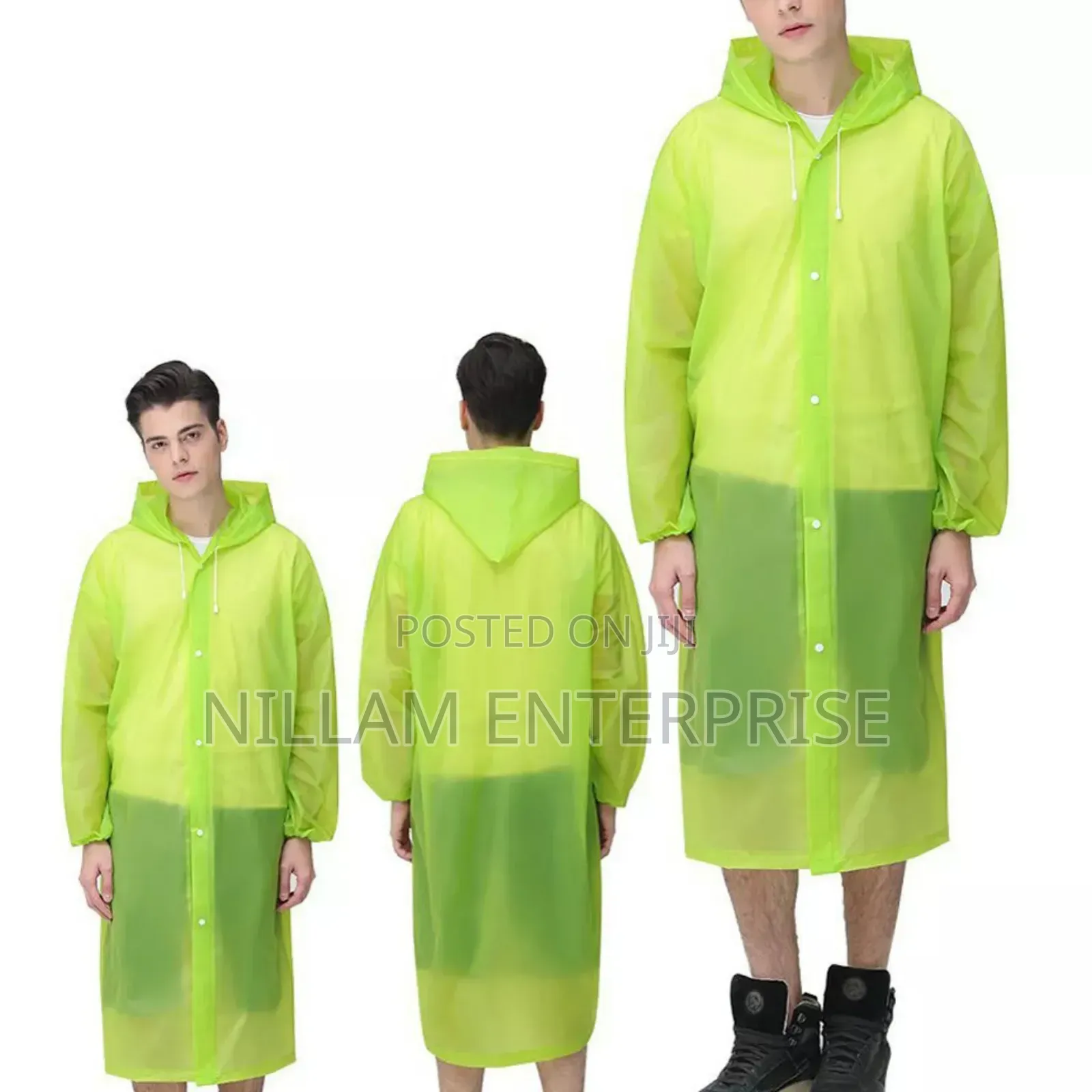 *Men And Women Reusable Waterproof Jacket, Button Hooded Raincoats