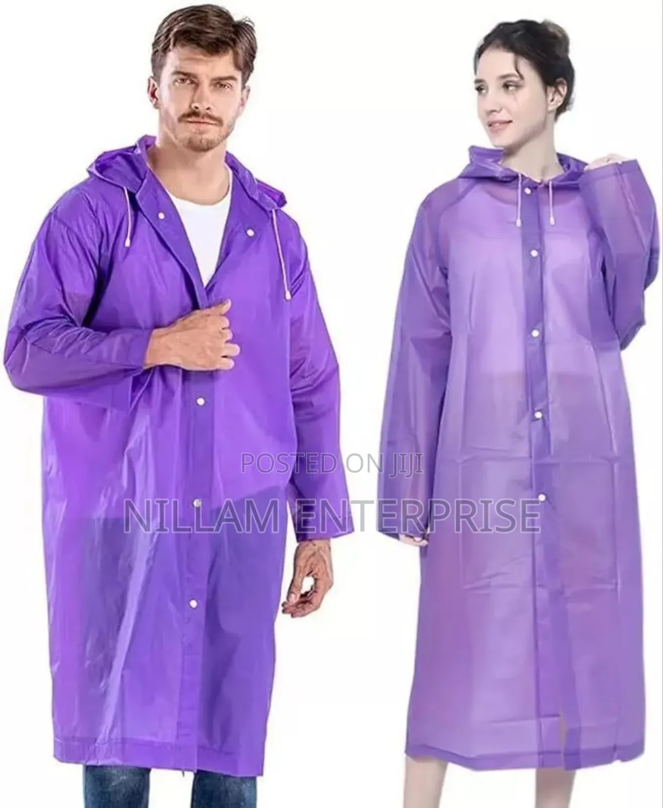 *Men And Women Reusable Waterproof Jacket, Button Hooded Raincoats