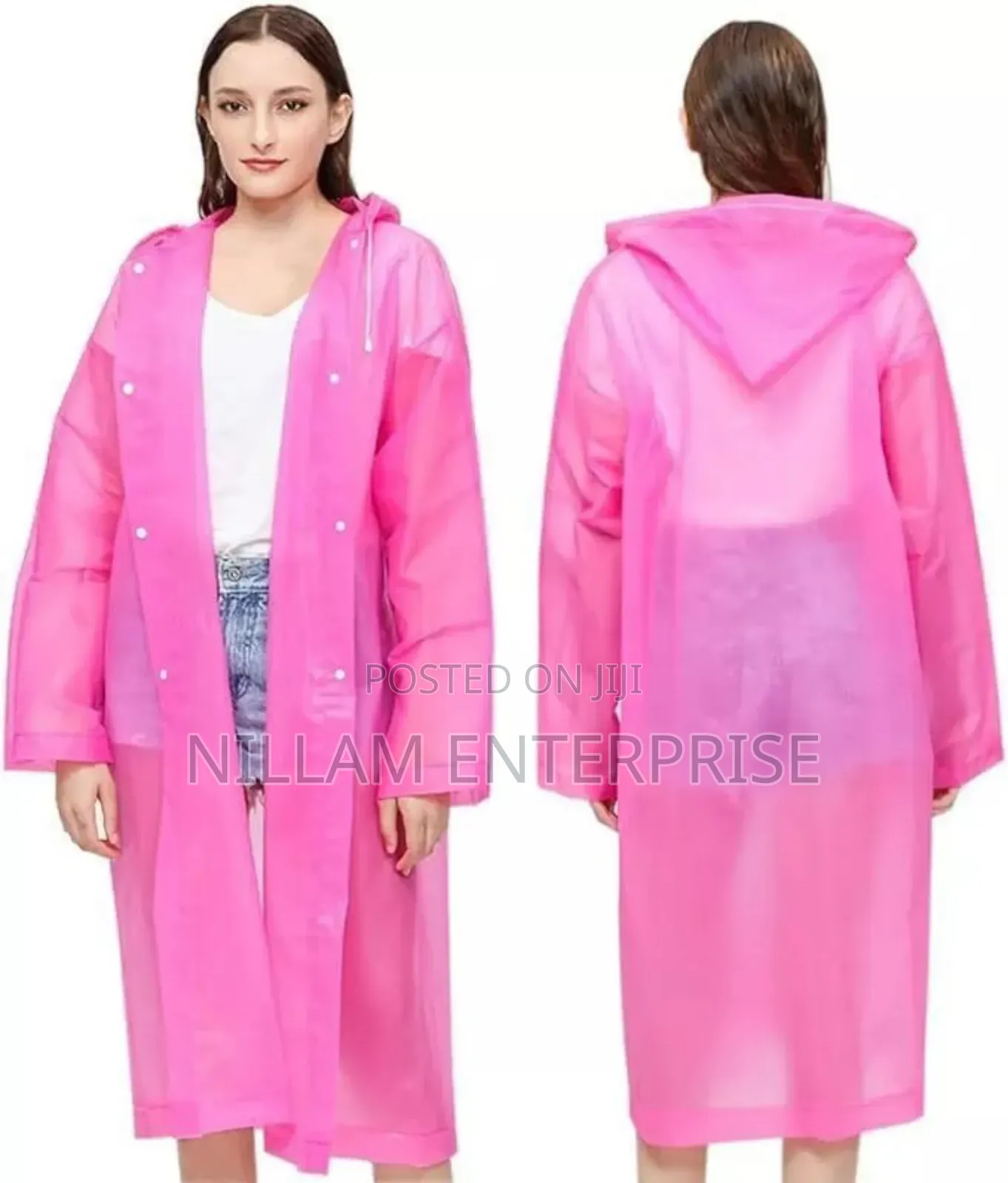 *Men And Women Reusable Waterproof Jacket, Button Hooded Raincoats