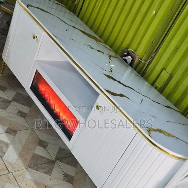 Contemporary Tv Console With Real Electric Fireplace Insert