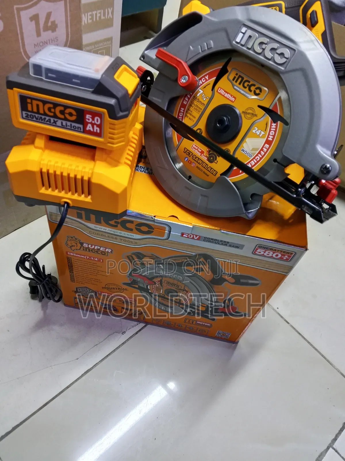 7" Cordless Incco Circular Saw/ 20v Rechargeable Battery Circular Saw