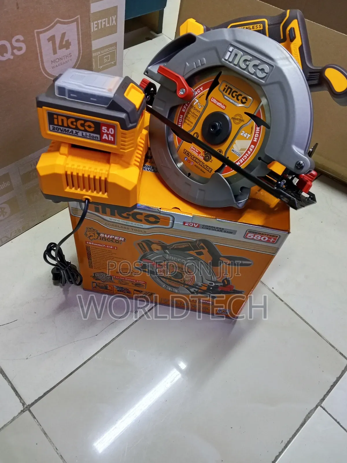 7" Cordless Incco Circular Saw/ 20v Rechargeable Battery Circular Saw