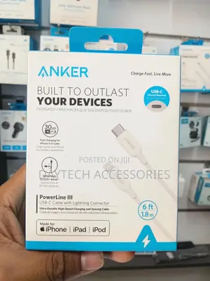 An Anker Powerline Iii Usb-C to Lightning Cable.