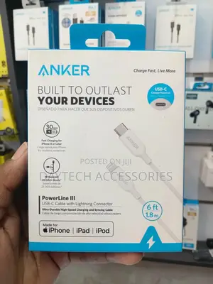 An Anker Powerline Iii Usb-C to Lightning Cable.