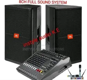 8 Channels Powered Mixer - (2) JBL Mid Range Speakers - BNK Bk9 System