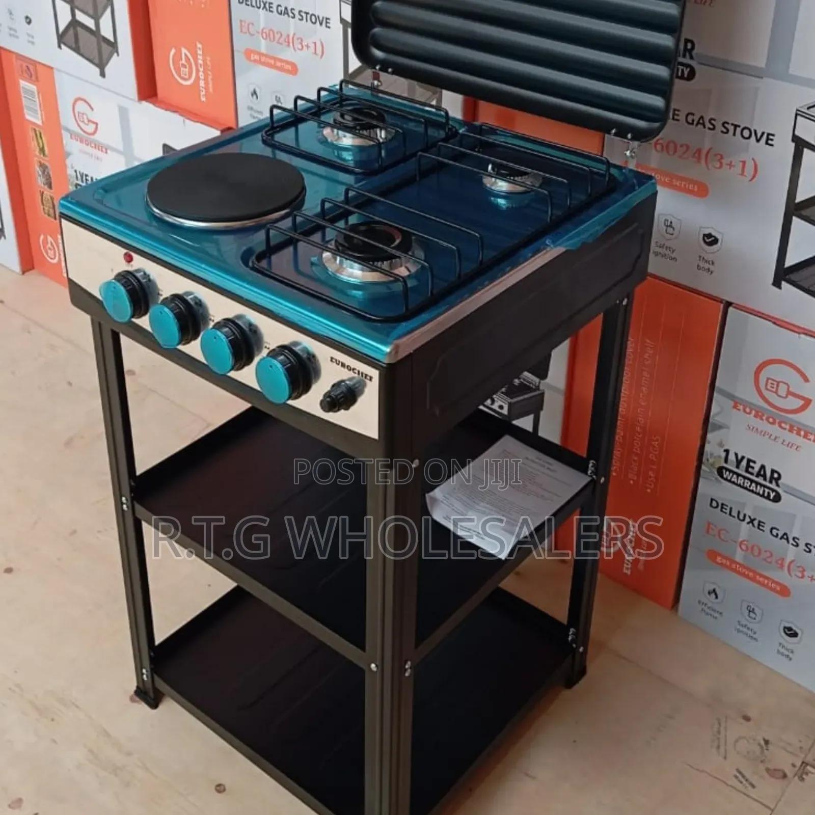 Eurochef 3-Gas + 1 Electric Stand Cooker With Shelves